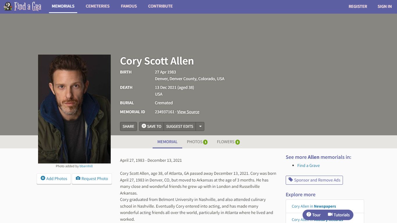 Cory Scott Allen (1983-2021) - Find a Grave Memorial